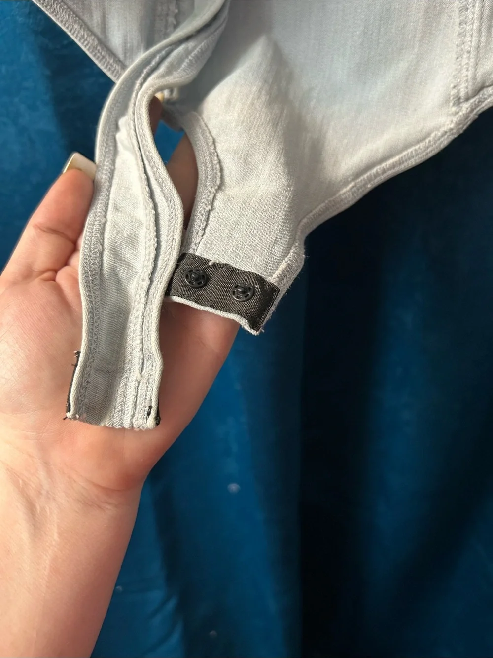 Light Blue Denim Bodysuit with Cups and Adjustable Straps